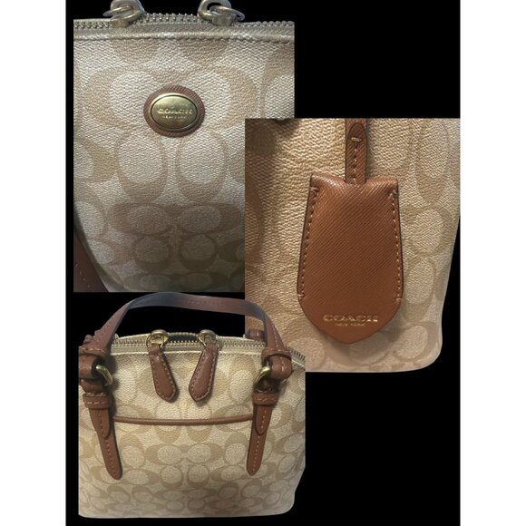 Coach Peyton Signature Cora Domed Satchel F24606 Khaki Coated Canvas Convertible - Picture 8 of 10